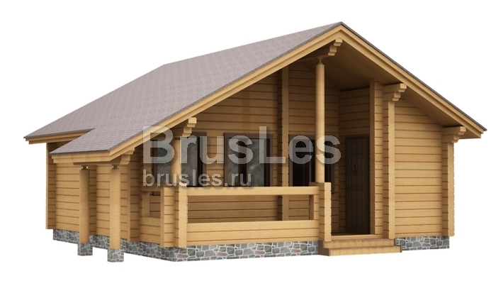Проект  "Гранит" одноэтажный дом из бруса с террасой — фото-532_1