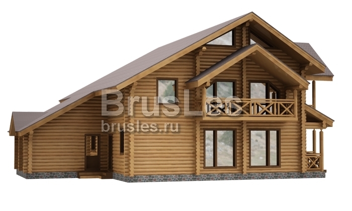 Проект  "Афродита" трехэтажный дом  из бревна с бассейном и балконами — фото-533_2