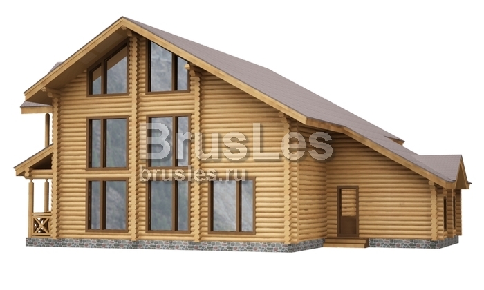 Проект  "Афродита" трехэтажный дом  из бревна с бассейном и балконами — фото-533_3