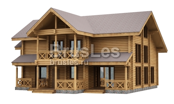 Проект  "Афродита" трехэтажный дом  из бревна с бассейном и балконами — фото-533_4