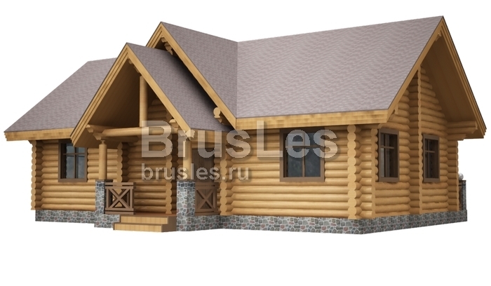 Проект "Вероника" одноэтажный дом из оцилиндрованного бревна с тремя террасами — фото-533_3