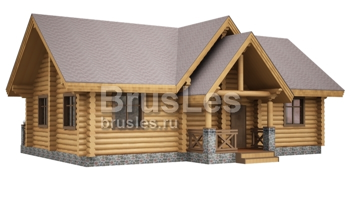 Проект "Вероника" одноэтажный дом из оцилиндрованного бревна с тремя террасами — фото-533_4