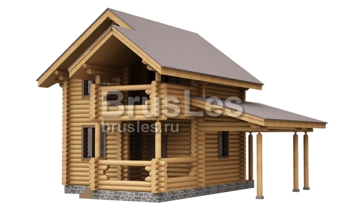 Проект "Елизавета" из оцилиндрованного бревна с навесом для автомобиля — фото-533_1