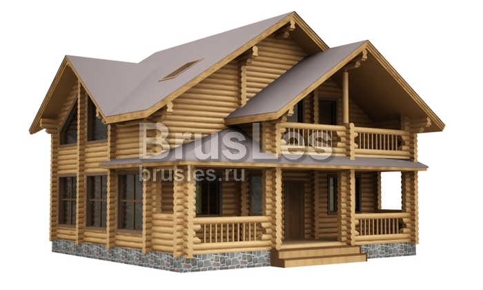 Проект "Ираида" коттедж  из бревна с мансардой и балконом — фото-533_1
