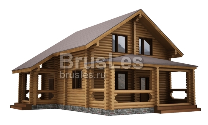 Проект "Ирина"  из оцилиндрованного бревна с террасой — фото-533_1