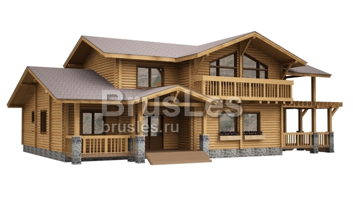 Проект "Любава" двухэтажный дом  из бревна с вторым светом и балконами — фото-533_1
