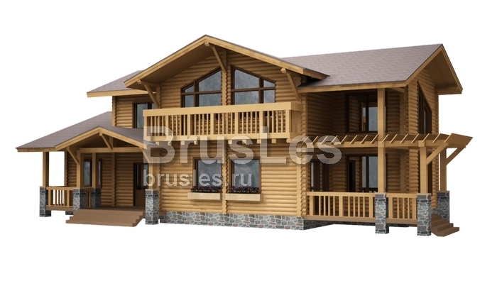 Проект "Любава" двухэтажный дом  из бревна с вторым светом и балконами — фото-533_2
