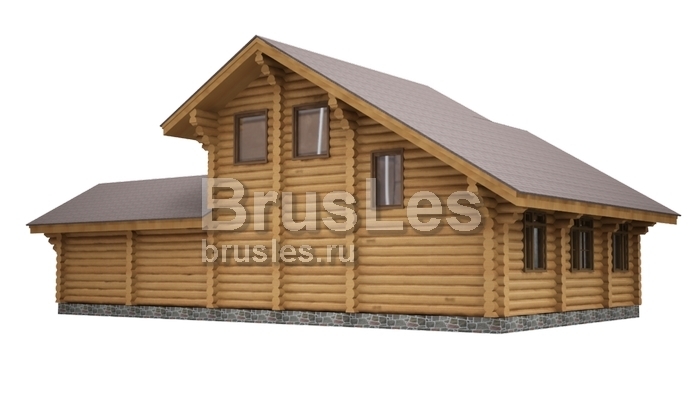 Проект "Мирослава" двухэтажный дом  из бревна с бассейном и балконом — фото-533_2