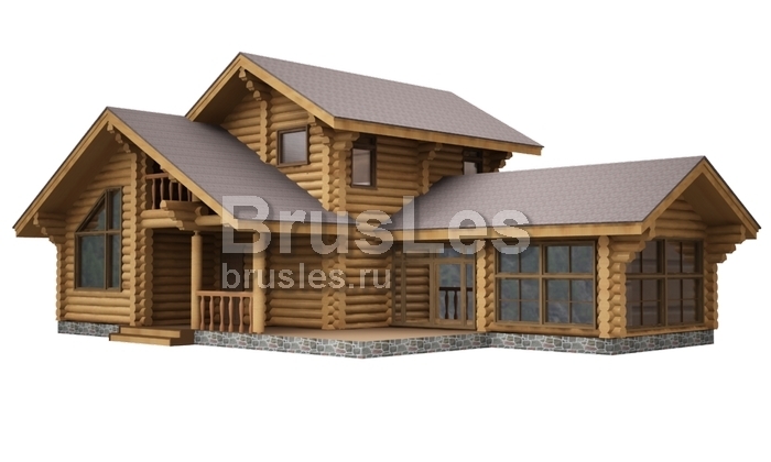 Проект "Мирослава" двухэтажный дом  из бревна с бассейном и балконом — фото-533_4