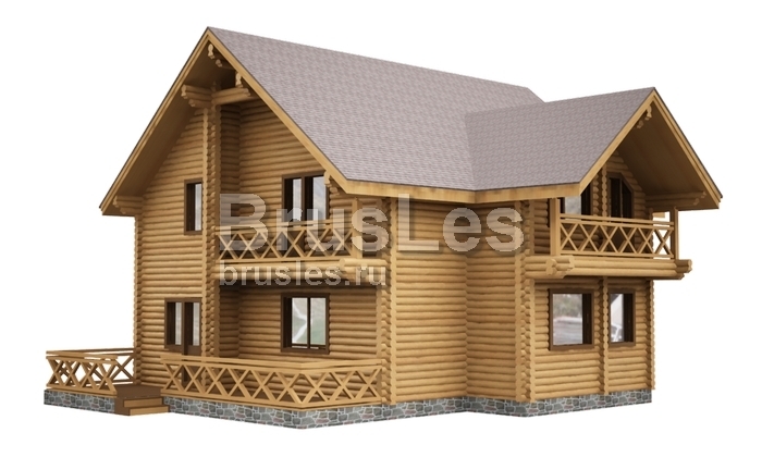 Проект "Нинель" двухэтажный загородный дом из оцилиндрованного бревна — фото-533_1