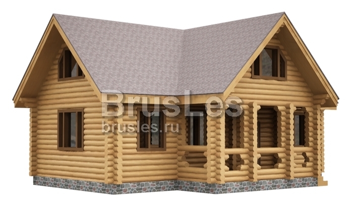 Проект "Оливия" двухэтажный дом из оцилиндрованного бревна с террасой — фото-533_1