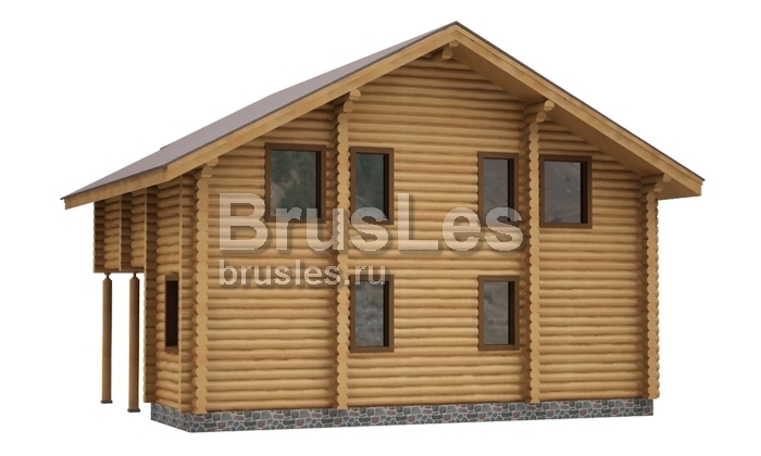 Проект "Симона" двухэтажный дом  из бревна с балконом и навесом — фото-533_4