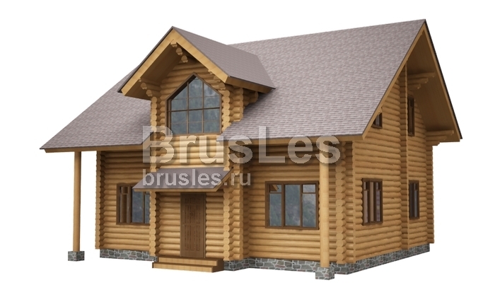 Проект "Флоренция" коттедж из оцилиндрованного бревна с мансардным этажом — фото-533_1