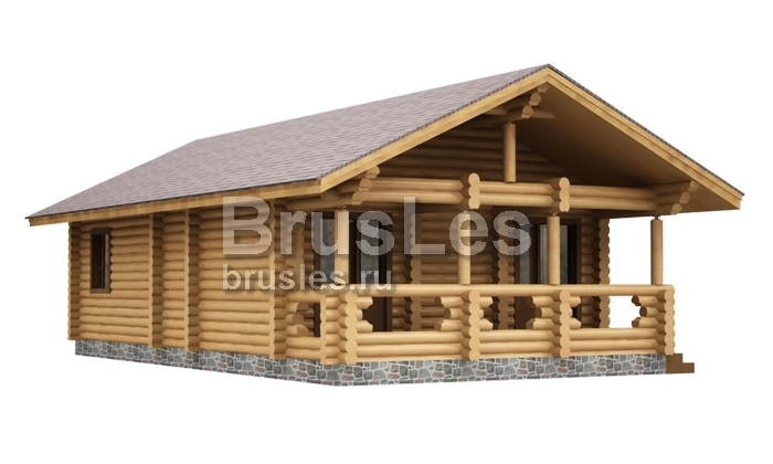 Проект "Эвелина" одноэтажный дом из оцилиндрованного бревна с террасой — фото-533_1