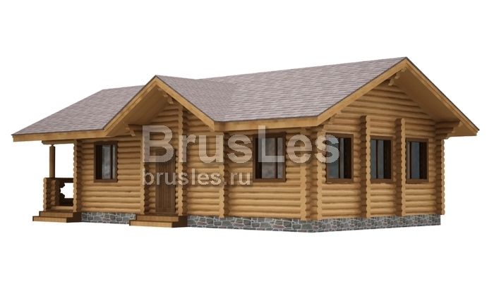 Проект "Эвелина" одноэтажный дом из оцилиндрованного бревна с террасой — фото-533_3