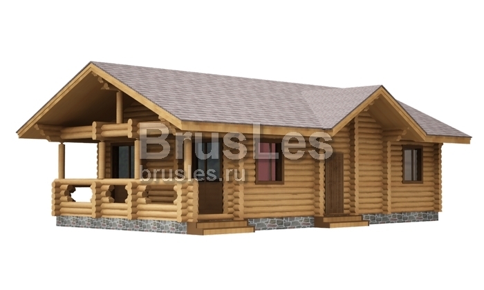 Проект "Эвелина" одноэтажный дом из оцилиндрованного бревна с террасой — фото-533_4