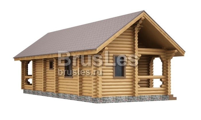 Проект "Юлитта" одноэтажный дом из оцилиндрованного бревна с двумя террасами — фото-533_2