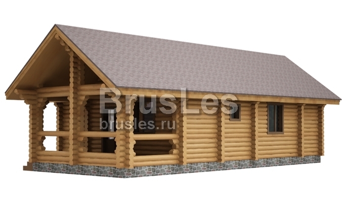 Проект "Юлитта" одноэтажный дом из оцилиндрованного бревна с двумя террасами — фото-533_3