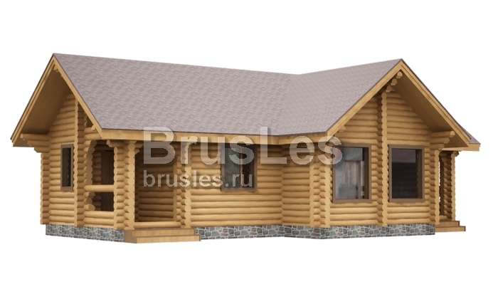 Проект "Юлитта" одноэтажный дом из оцилиндрованного бревна с двумя террасами — фото-533_4