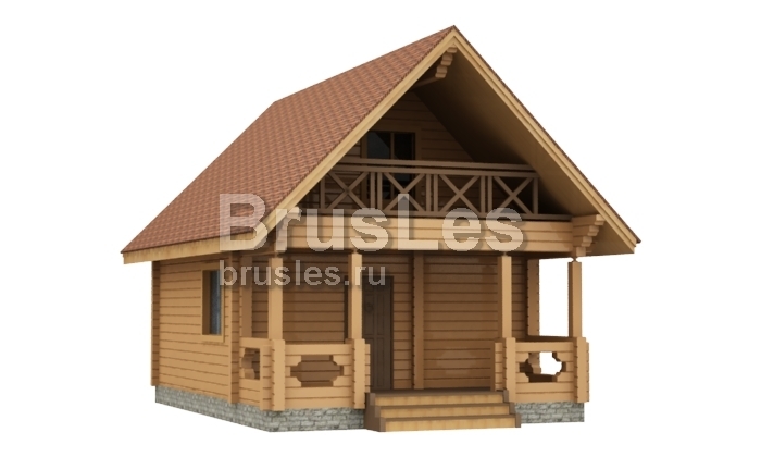 Проект "Гермес" двухэтажная баня из профбруса с террасой — фото-535_1