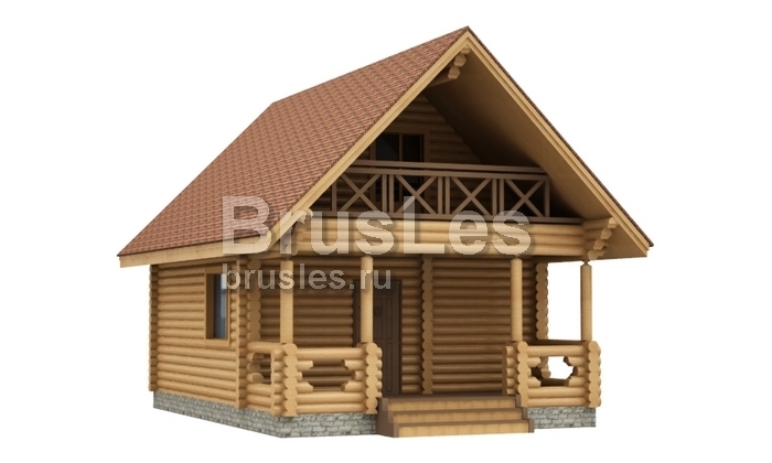 Двухэтажная баня из оцилиндрованного бревна с террасой — фото-534_2