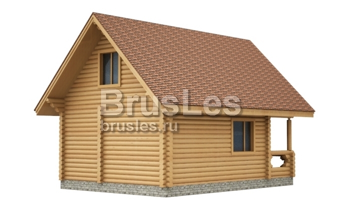 Двухэтажная баня из оцилиндрованного бревна с террасой — фото-534_3