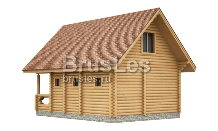 Двухэтажная баня из оцилиндрованного бревна с террасой — фото-534_4