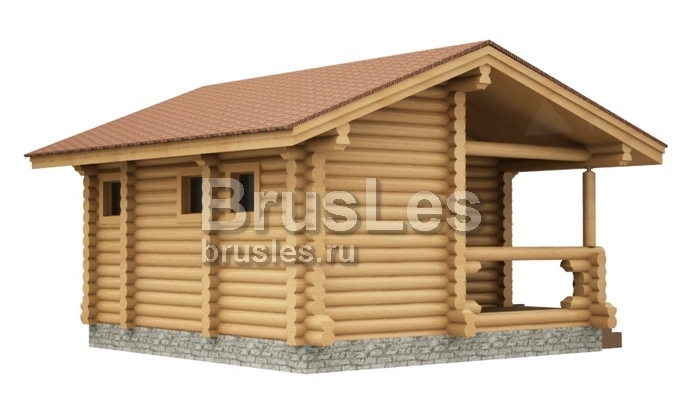 Проект "Джэсси" бани из оцилиндрованного бревна с террасой — фото-534_2