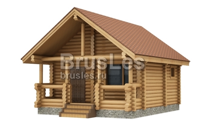 Проект "Кэрри" баня из оцилиндрованного бревна с террасой — фото-534_1