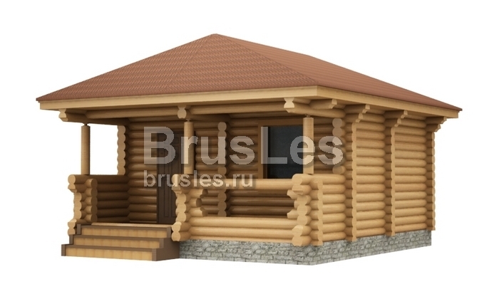 Проект "Рина" небольшая баня из бревна с террасой — фото-534_1