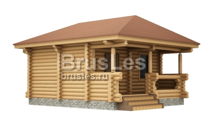 Проект "Рина" небольшая баня из бревна с террасой — фото-534_2