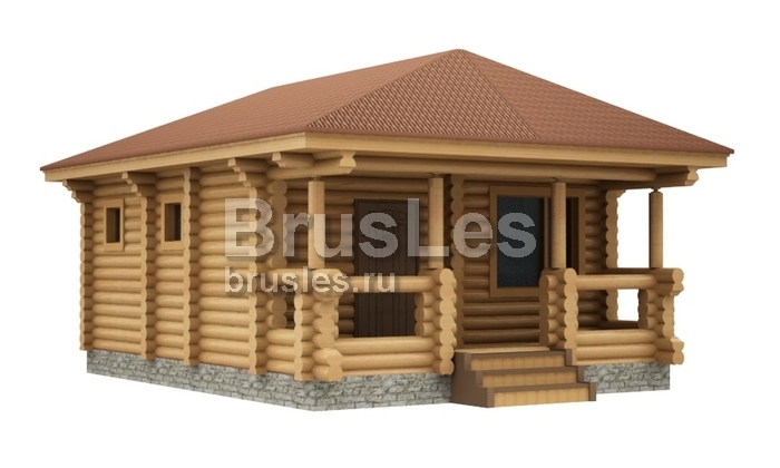 Проект "Том" баня из оцилиндрованного бревна с террасой — фото-534_1