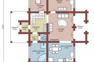 Проект "Агния" двухэтажный дом из оцилиндрованного бревна — фото-533_1