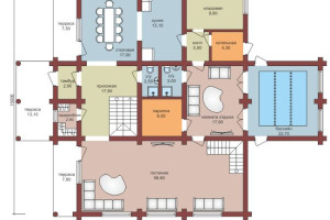 Проект  "Афродита" трехэтажный дом  из бревна с бассейном и балконами — фото-533_1