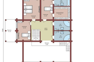 Проект  "Афродита" трехэтажный дом  из бревна с бассейном и балконами — фото-533_2