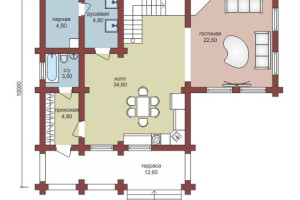 Проект  "Беатриса" дом из оцилиндрованного бревна со вторным светом и мансардой — фото-533_1