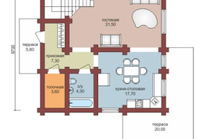 Проект "Василина"  двухэтажный дом из оцилиндрованного бревна — фото-533_1