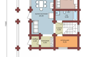 Проект "Виктория"   из оцилиндрованного бревна с мансардой — фото-533_1