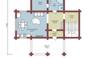 Проект "Глория" дом из оцилиндрованного бревна с террасой — фото-533_1