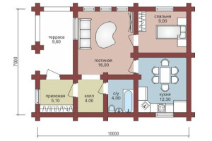 Проект  "Диана" одноэтажного дома из бревна 60 кв. м — фото-533_1