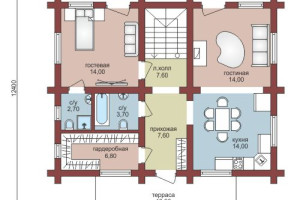 Проект "Екатерина" из оцилиндрованного бревна с балконом и террасой — фото-533_1