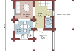 Проект "Елизавета" из оцилиндрованного бревна с навесом для автомобиля — фото-533_1