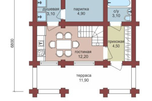 Проект "Зара" из оцилиндрованного бревна с балконом и мансардой — фото-533_1