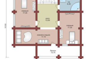 Проект "Ираида" коттедж  из бревна с мансардой и балконом — фото-533_2