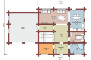 Проект "Карелия" двухэтажный дом  из бревна с гаражом — фото-533_1