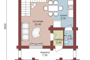 Проект "Кира"  из оцилиндрованного бревна с балконом и мансардой — фото-533_1