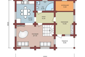 Проект "Кристина" из оцилиндрованного бревна с мансардой — фото-533_1