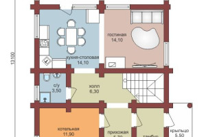 Проект "Людмила" из оцилиндрованного бревна с мансардой — фото-533_1