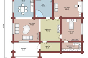 Проект "Мария" загородный одноэтажный дом из бревна — фото-533_1