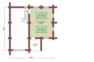 Проект "Мирослава" двухэтажный дом  из бревна с бассейном и балконом — фото-533_2